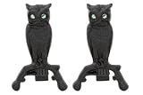 Outdoor Living : UniFlame Black Cast Iron Owl Andirons W/ Reflective Glass Eyes