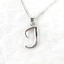 Sterling Silver Initial Charm Necklace, Letter J