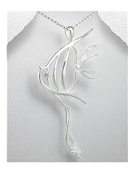 Fish CZ Pendant Necklace In 92.5 Sterling Silver