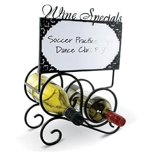 Bella Notizia Chalk Board and Dry Erase Set with 2 Bottle Wine Rack by