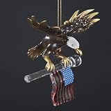 4GLASS EAGLE W/FLAG ORNAMENT