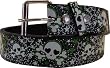 Black Multi-Star Skull Printed Imitation Leather Belt