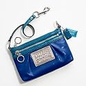 AUTHENTIC COACH POPPY PATENT LEATHER LARGE WRISTLET 42869 (Blueberry)