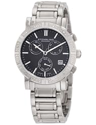 Stuhrling Original Womens 315L.12111 Symphony Regent Swiss Chronograph Genuine Diamond Black Dial Watch