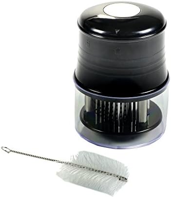 Teika Kitchen Meat Tenderizer with 56 Stainless Steel Blades and with a White Cleaning Brush-Work with any Type of Meat- Color Black
