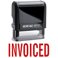 INVOICED Red Office Stock Self-Inking Rubber Stamp