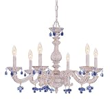 Crystorama 5226-AW-AMBER Sutton 6 Light Crystal Candle Chandelier in Antique White Color Accents: Am