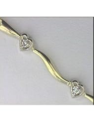 14K Yellow Gold Diamond Heart Bracelet