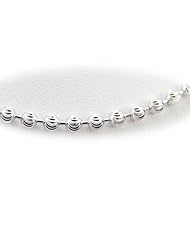 Rhodium Plated Sterling Silver 3mm Diamond Cut Moon Round Beads Chain Necklace Italy