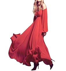 Sexy Lace Vintage Off the Shoulder Chiffon Maxi Dress 