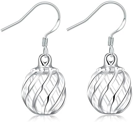 Women Silver Color Cross Wire Globe Shape Dangle Earrings Vogue Women Hook Earrings
