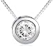 Silver Cubic Zirconia Rubover Round Pendant On Chain 16