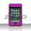 Hot Purple Pink Rubber Feel Snap-On Cover Hard Case Cell Phone Protector for Apple iPod Touch iTouch II 2 + Lanyard