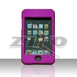 Hot Purple Pink Rubber Feel Snap-On Cover Hard Case Cell Phone Protector for Apple iPod Touch iTouch II 2 + Lanyard