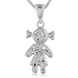 Sterling Silver 0.03 Carat Diamond Girl Pendant w/ 18 Chain