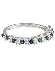 White-Gold Diamond and Sapphire Ring (0.17cttw, G-H Color, I2-I3 Clarity)