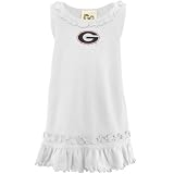 Georgia Bulldogs Toddler White Ruffle Tank Dress with crystals