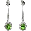 14K White Gold Chatham Created Emerald and Diamond Earrings