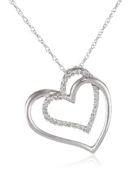 10k Gold Heart Diamond Pendant Necklace (0.01 cttw, I-J Color, I2-I3 Clarity), 18"