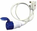 1m fly Lead converter 13Amp UK Mains plug to IP44 commando style 16Amp connector as used for camping, industrial caravan mains power hookups etc. Connect to standard UK mains