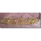 Bridal Wedding Tiara Crown With Gold Flowers 4652G6