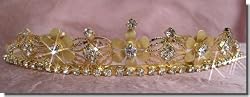 Bridal Wedding Tiara Crown With Gold Flowers 4652G6