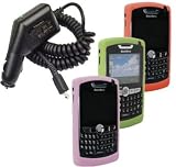 4 Pieces Value Combo of Pink, Orange and Green Silicone Skin Cover Case with Car Charger for Blackberry 8800 8820 8830
