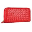 Fontanelli Women's Red Italian Woven Leather Concertina Zip Wallet