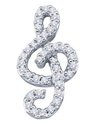 0.31 cttw 14k White Gold Diamond Music Note Pendant (Real Diamonds: 1/3 cttw)