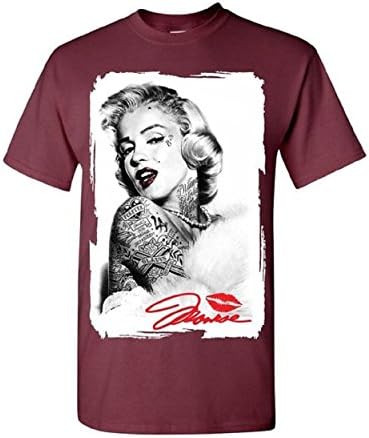 Marilyn Monroe Tattoo T-shirt Marilyn Monroe Shirts Maroon Small