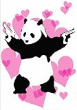 Banksy Art - Open Greeting Card - Panda Guns (Pink) - BK017