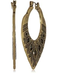 Lucky Brand Gold-Tone Etched Hoop Earrings