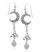 Sterling Silver Celtic Knot Crescent Moon, Trinity Knot, and Rainbow Moonstone Beaded Earrings