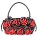 Fontanelli Black & Red Handmade Rose Bouquet Italian Leather Handbag