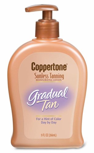 Coppertone Sunless Tanning Moisturizing Lotion, Gradual Tan, 9-Ounce Pump Bottles (Pack of 2)