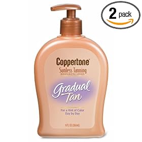 Coppertone Sunless Tanning Moisturizing Lotion, Gradual Tan, 9 Ounce Pump Bottles (Pack of 2) Coppertone Sunless Tanning Moisturizing Lotion, Gradual Tan, 9-Ounce Pump Bottles (Pack of 2)