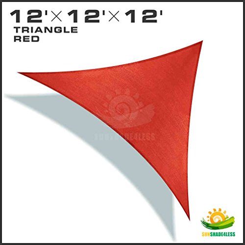 Windscreen4less® 12' x 12' x 12' Sun Shade Sail Canopy Rust Red -3rd Generation - Commercial Grade - 5 Years Warranty