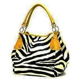Mustard Yellow Vicky Zebra Print Faux Leather Satchel Bag Hand Shoulder Tote Bag Animal Purse