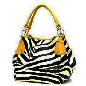 Mustard Yellow Vicky Zebra Print Faux Leather Satchel Bag Hand Shoulder Tote Bag Animal Purse