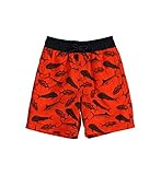 Kitestrings Big Boys Fish Print Microfiber Swim Trunk, Orange Orange Novel 8