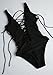 Zero City Bathing Suits Women One Piece Front Side Lace Up Monokini Swimsuits (L, Black)