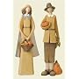 Set of 2 Harvest Collection Thanksgiving Pilgrim Figures 17"