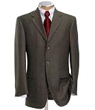 New! Executive Wool 3-Button Twill Windowpane Sportcoat