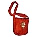 EXP Handcrafted Hemp Handbag With Bead & Shell Floral Design, Red