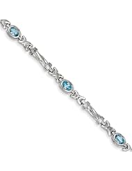 14k White Gold 7in 2.00BT Blue Topaz Bracelet. Gem Wt- 2ct. Metal Wt- 8.31g