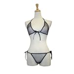 Exposed by Magic Silk Fishnet Tie Side Bra and G-String Set, Lrg/Xl, Black