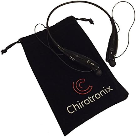 Wireless Bluetooth Neckband Headset by Chirotronix - Free BONUS Velvet Bag - Hands Free Stereo w/ Mic - Comfortable Earbuds - Great 4 Gym, Running, Biking, Gardening, Airplane Travel - 100% Guarantee