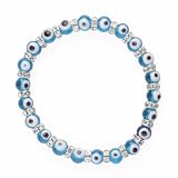 Swarovski Evil Eye Bracelet made from Ocean Blue Italian Moreno Glass Beads