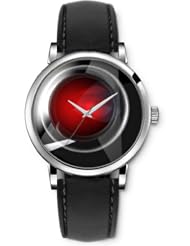 SPRAWL Aanalog Fashion Series Silver Ladies Watches of Genuine Black Leather Strap,Unique Wrist Watch for Women Girls Designed with Red crystal