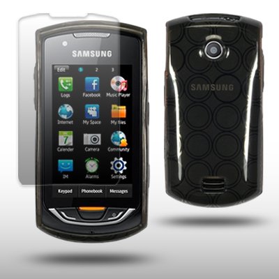 SAMSUNG S5620 MONTE BLACK GEL COVER CASE WITH SCREEN PROTECTOR BY CELLAPOD CASES